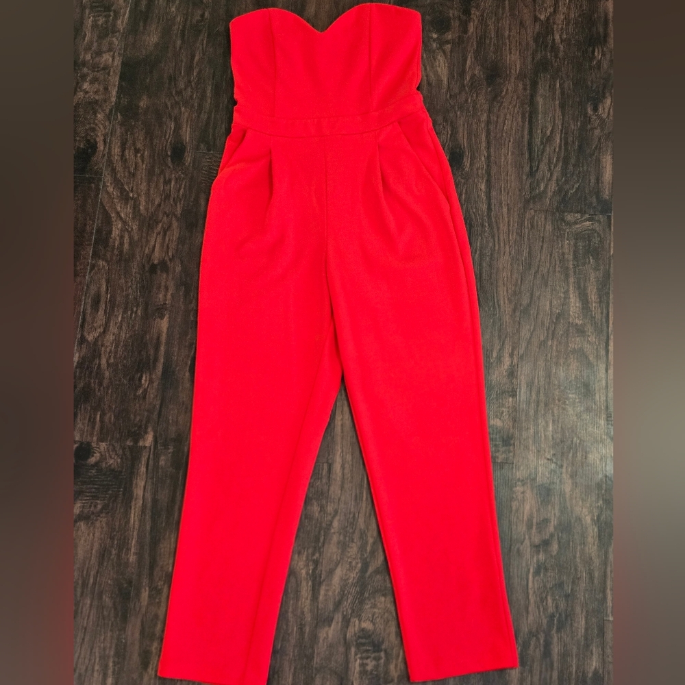 Express Vibrant Red Jumpsuit